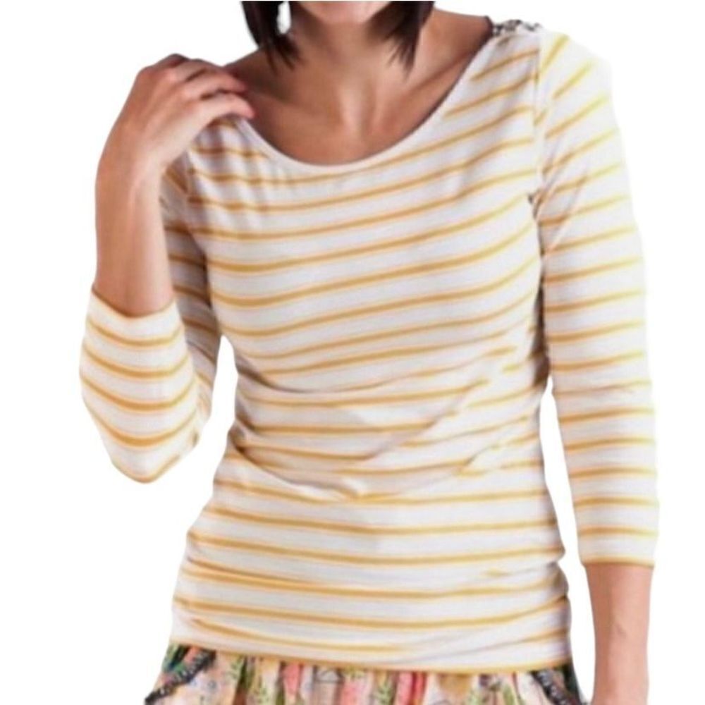 Matilda‎ Jane Sunny Boat Golden Yellow and White Striped Tee